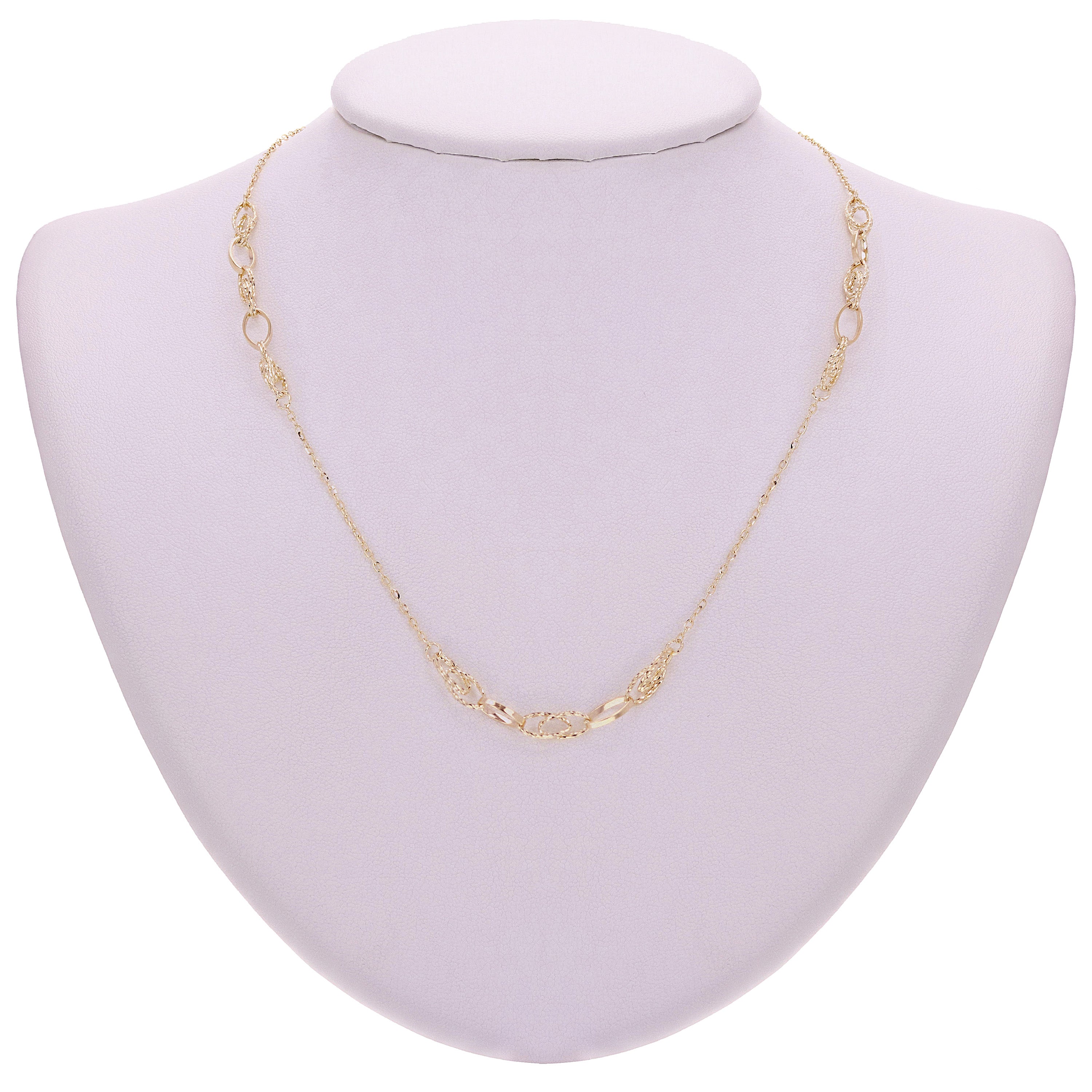 Italian 14k Yellow Gold Anchor Cable Link Oval Station Necklace 18" 6.2 grams - 18" 6.2 grams