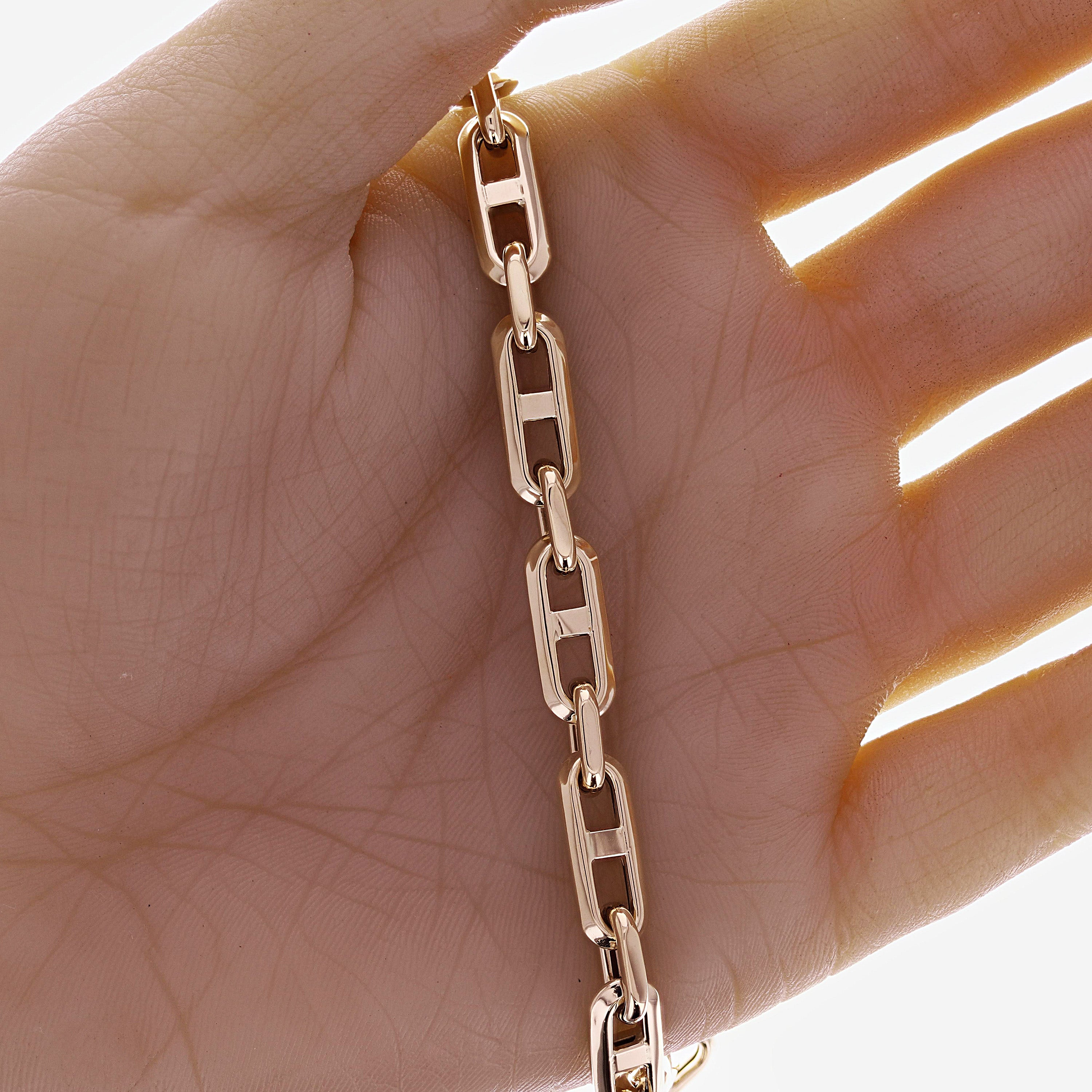 Italian 14k Yellow Gold Hollow Anchor Chain Bracelet 7.5" 6.6mm 8 grams