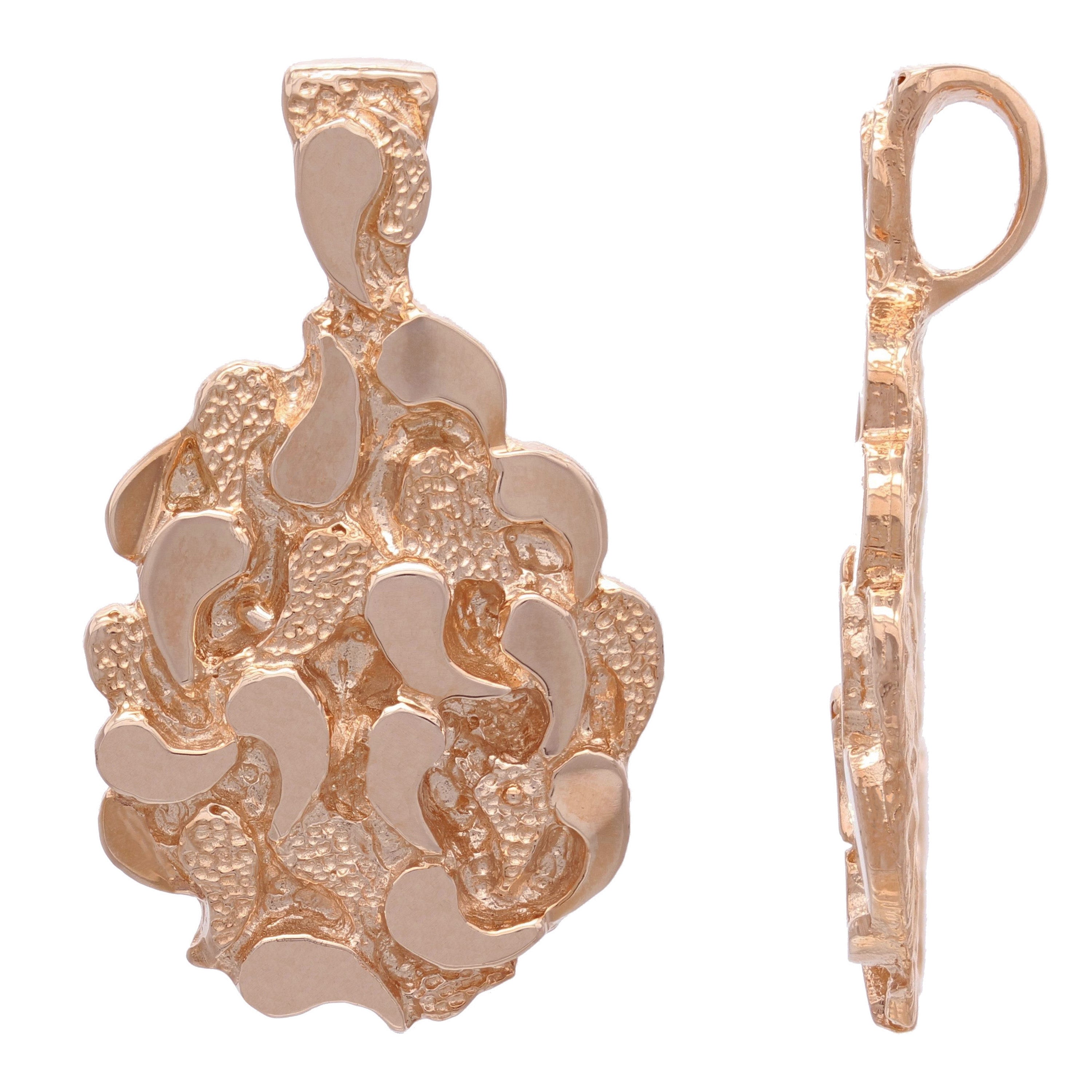 10k Rose Gold Big Oval Shape Chunky Nugget Charm Pendant 1.45" 10 grams - Rose