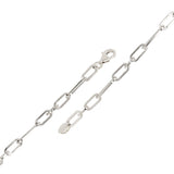 Italian 14k White Gold Hollow Paper Clip Link Bracelet 7" 3.2mm 1.7 grams - White,7"
