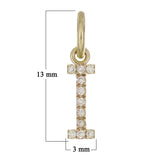 14k Yellow Gold Diamond Initial Letter I Charm Pendant - Letter I,Yellow