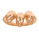 14k Rose Gold Triple Hamlet Skull Ring Size 7 - Rose,Ring Size 7.5