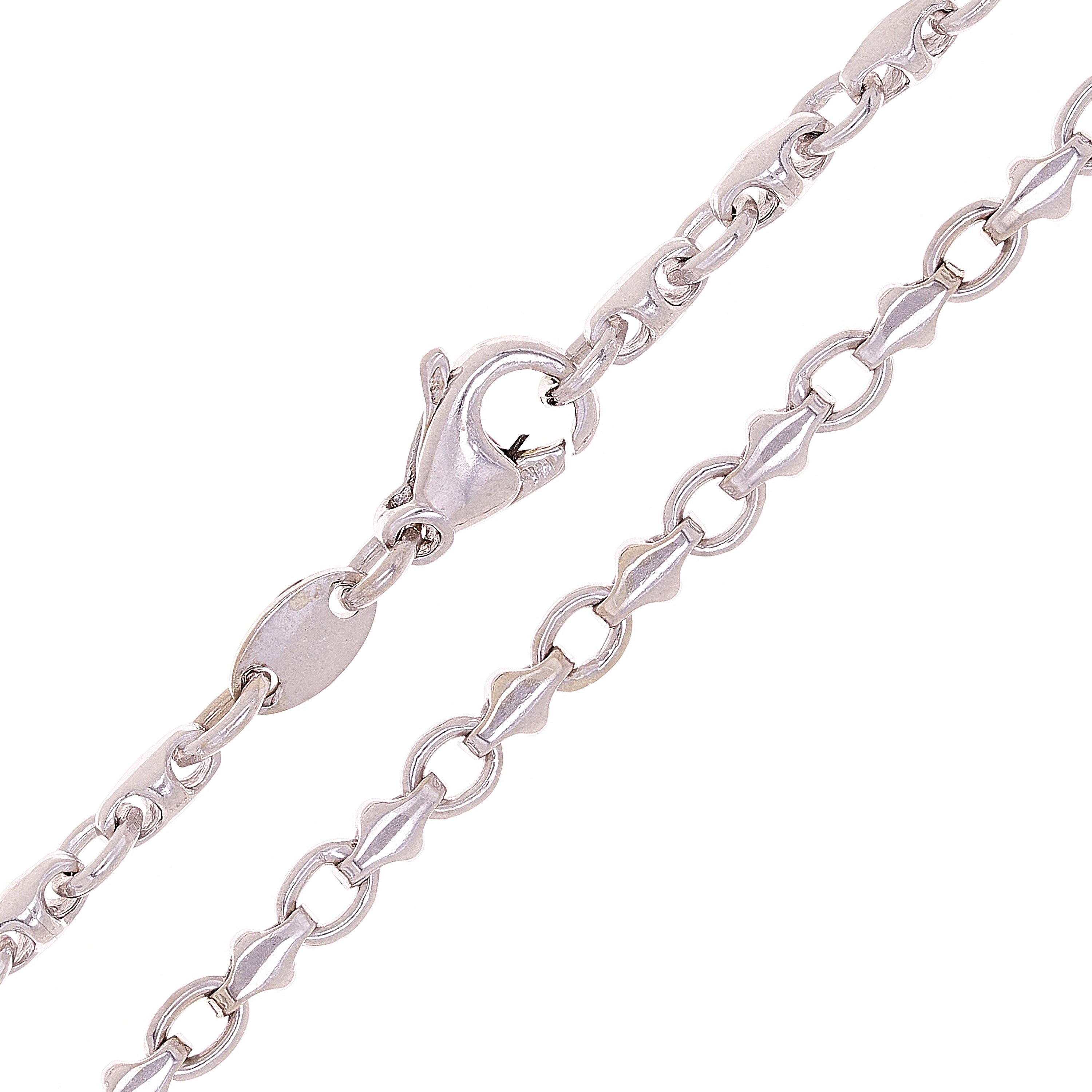 Men's 14k White Gold Handmade Fashion Link Necklace 24" 4mm 30.5grams - White,24"