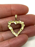 14k Yellow Gold Nugget Heart Charm Pendant 2.3 grams