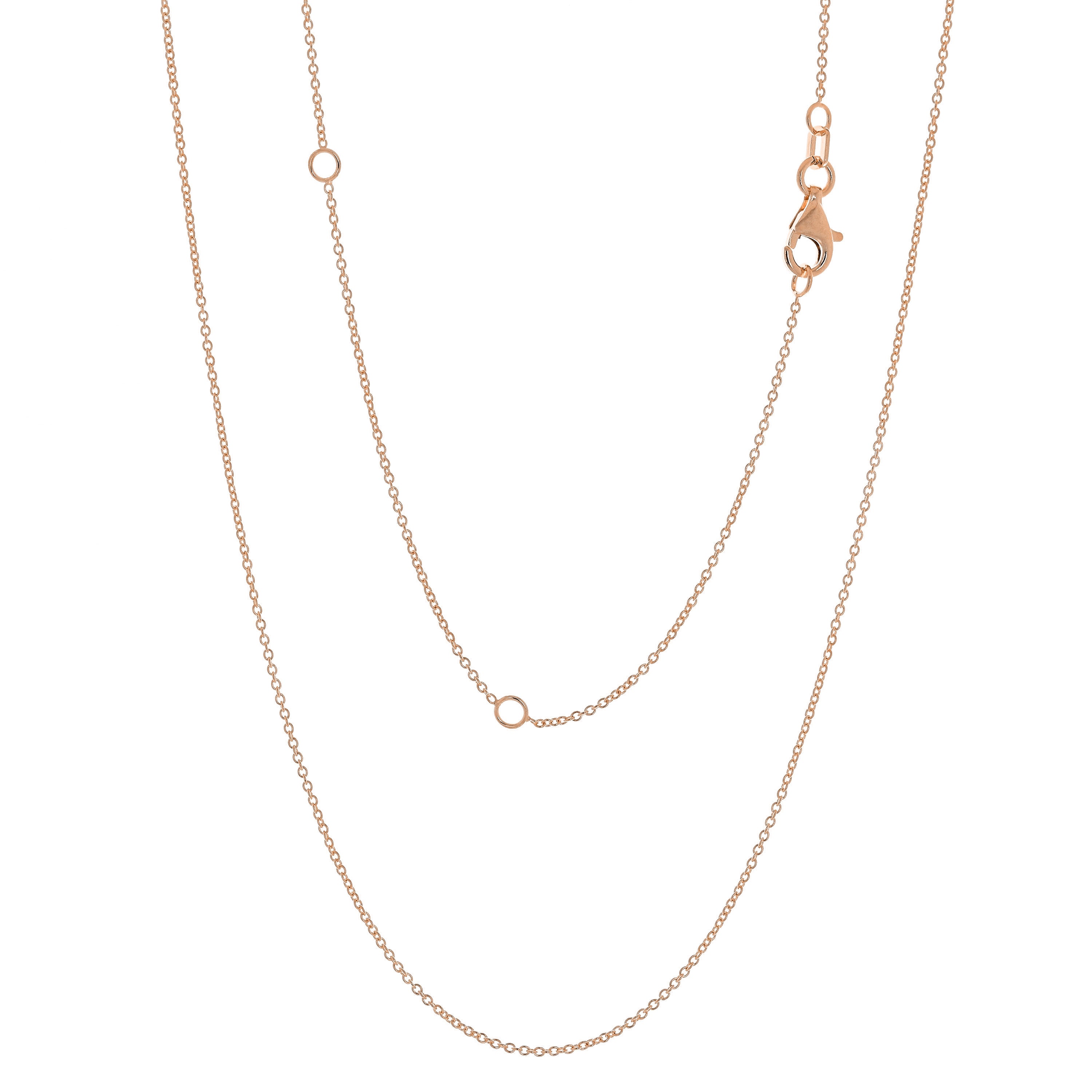 Italian 14k Rose Gold Rolo Chain Necklace Adjustable 16-20" 0.9mm 1.5 grams - 1.5 grams