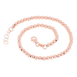 Italian 14k Rose Gold Hollow Ball Bead Bracelet 8" 3mm 3 grams - Rose