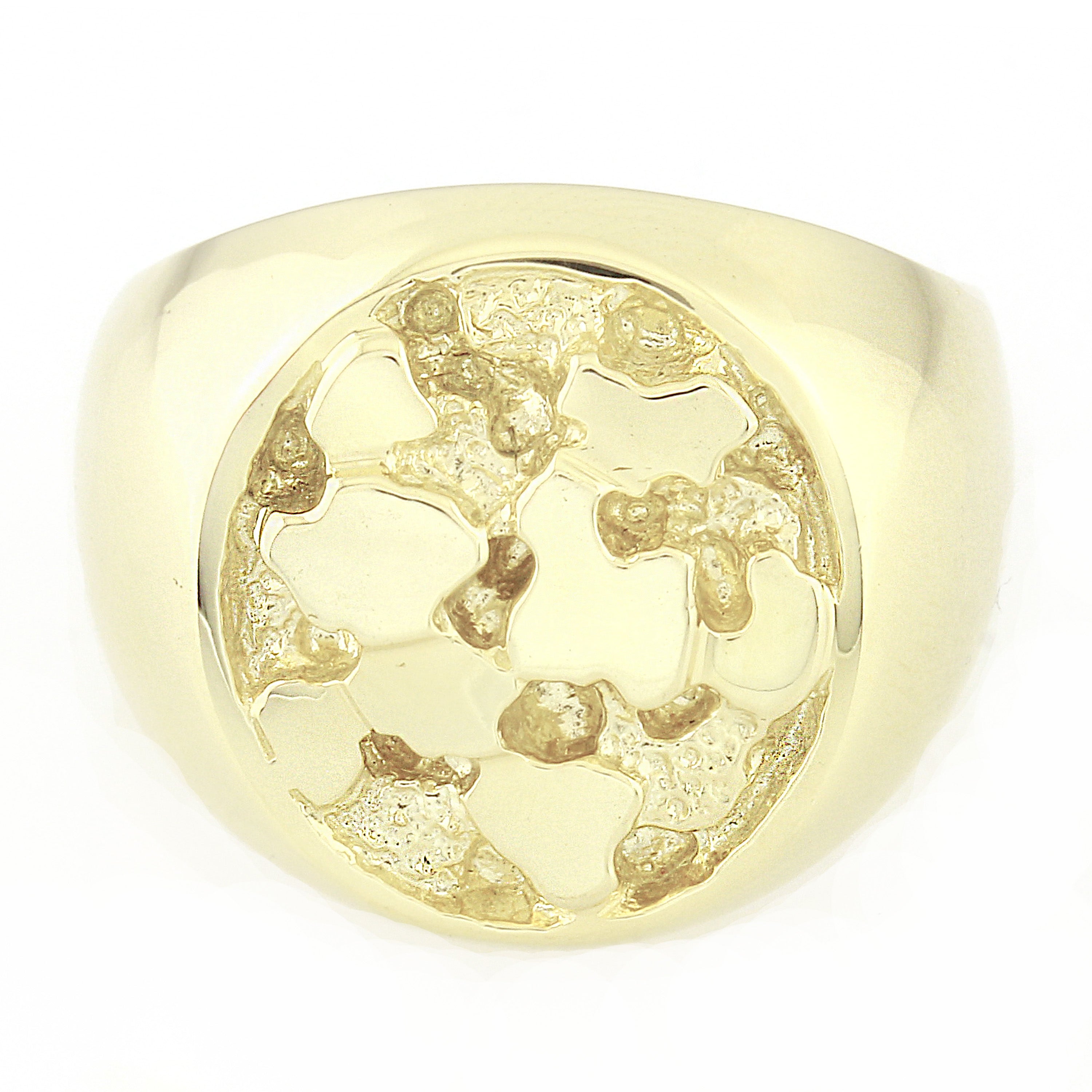 14k Yellow Gold Solid Nugget Signet Statement Ring Size 11 - Ring Size 11