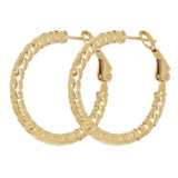 Italian 14k Yellow Gold Diamond Cut Round Hoop Earrings 1" 3mm 2.6 grams