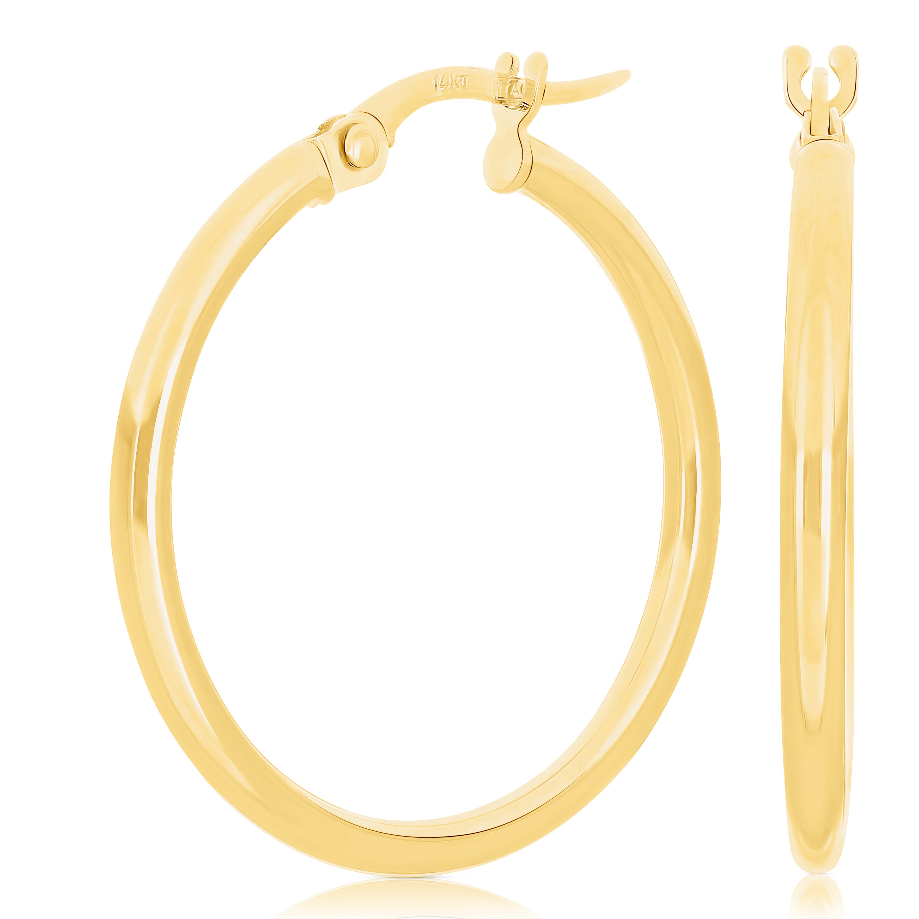 Italian 14k Yellow Gold High Polish 2mm 1" Diameter Round Hoop Earrings 1.3grams