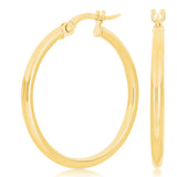 Italian 14k Yellow Gold High Polish 2mm 1" Diameter Round Hoop Earrings 1.3grams