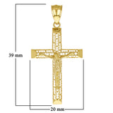 14k Yellow Gold 3D Jesus Christ Crucifix Cross Pendant 1.5" 1.7 grams