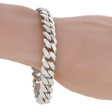 Men's 10k White Gold Solid Miami Cuban Link Chain Bracelet 7.5" 12.5mm 75 grams - White,7.5"
