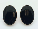14k Yellow Gold Oval Black Onyx Stud Earrings 3.6 grams