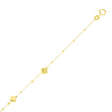 Italian 14k Yellow Gold Dice Square Charm Station Bracelet 7.5" 5mm 1.5 grams