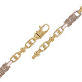 14k Yellow & White Gold Greek Barrell & Links Gold Bracelet 7" 7.5mm 28.6 grams - 7" 28.6 grams