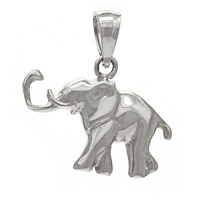 14k White Gold Good Luck Baby Elephant Charm Pendant 1.7 grams