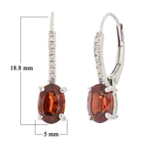 10k White Gold Garnet & Diamond Drop Huggie Hoop Earrings