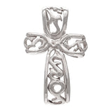 14k White Gold Detailed Filigree 3D Cross Religious Charm Pendant 2 grams - White