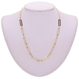 Italian 14k Yellow Gold Paper Clip Link Necklace, Bracelet & Earrings Set 16.4 grams