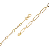 Italian 14k Yellow Gold Hollow Paper Clip Links Bracelet 7" 3.2mm 1.5 grams - Yellow,7"