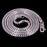 Italian 14k White Gold Solid Diamond Cut Franco Chain Necklace 24" 2mm 13.2grams - White,24" 2mm 13.2 grams