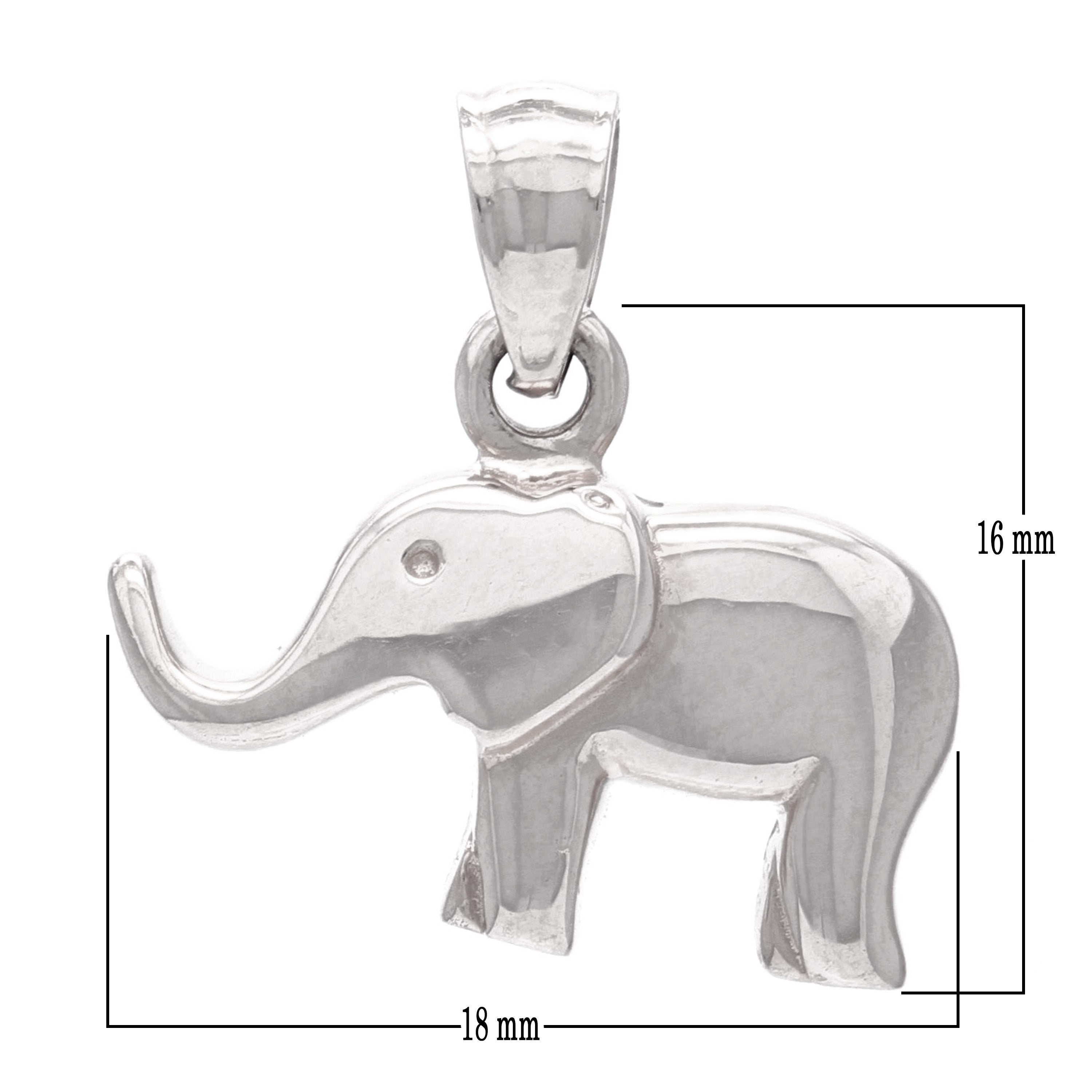 14k White Gold High Polish Good Luck Charm 3D Elephant Pendant 2.7 grams - White