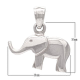 14k White Gold High Polish Good Luck Charm 3D Elephant Pendant 2.7 grams - White