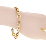 Italian 14k Yellow Gold Hollow Rectangle & Oval Link Bracelet 8" 8.5mm 10 grams