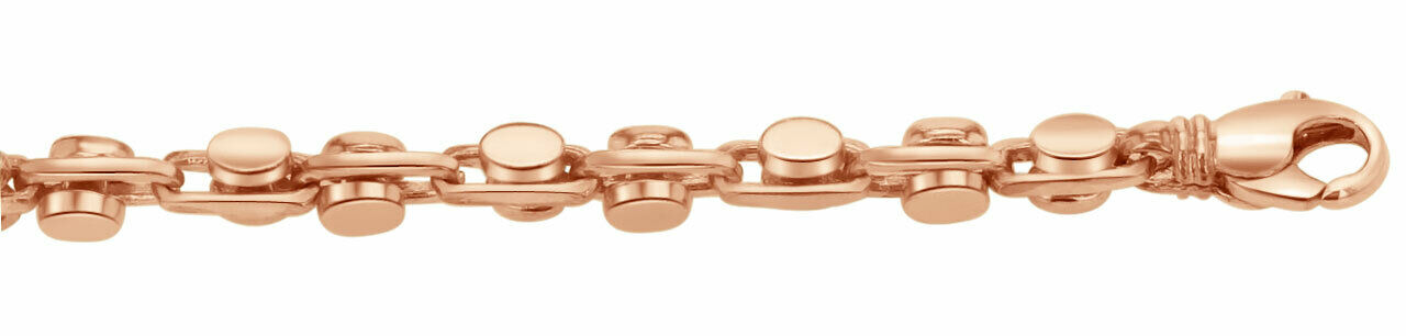 14k Rose Gold Handmade Fashion Link Bracelet 8.5" 6mm 33 grams - Rose,8.5"