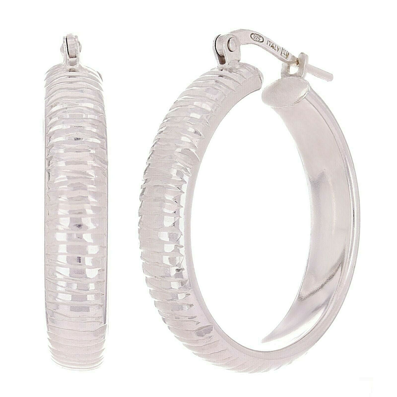 925 Sterling Silver Solid Round Hoop Loop Earrings 1" 5mm 5.2 grams