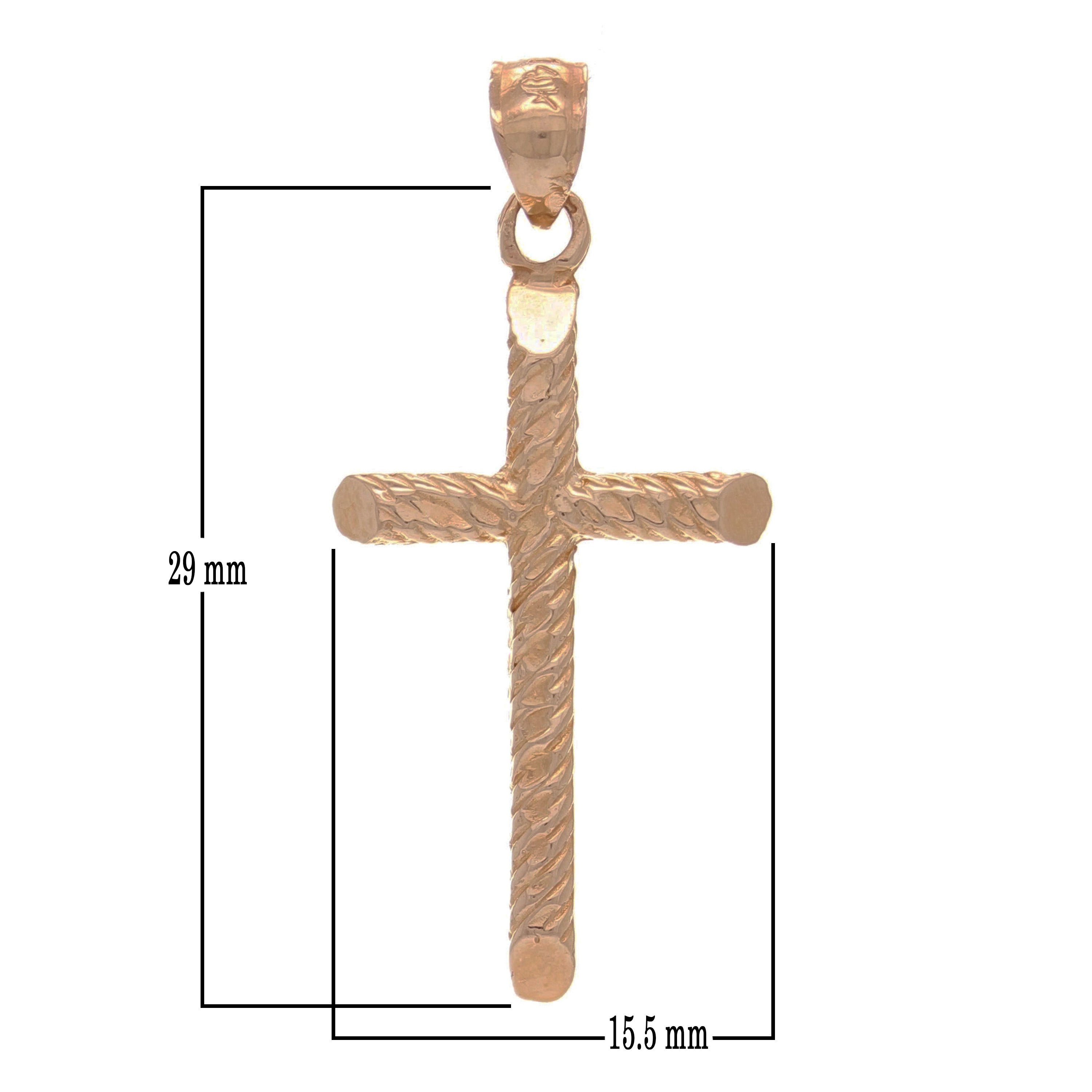 14k Rose Gold Religious Diamond Cut Cross Charm Pendant 2.5 grams - Rose