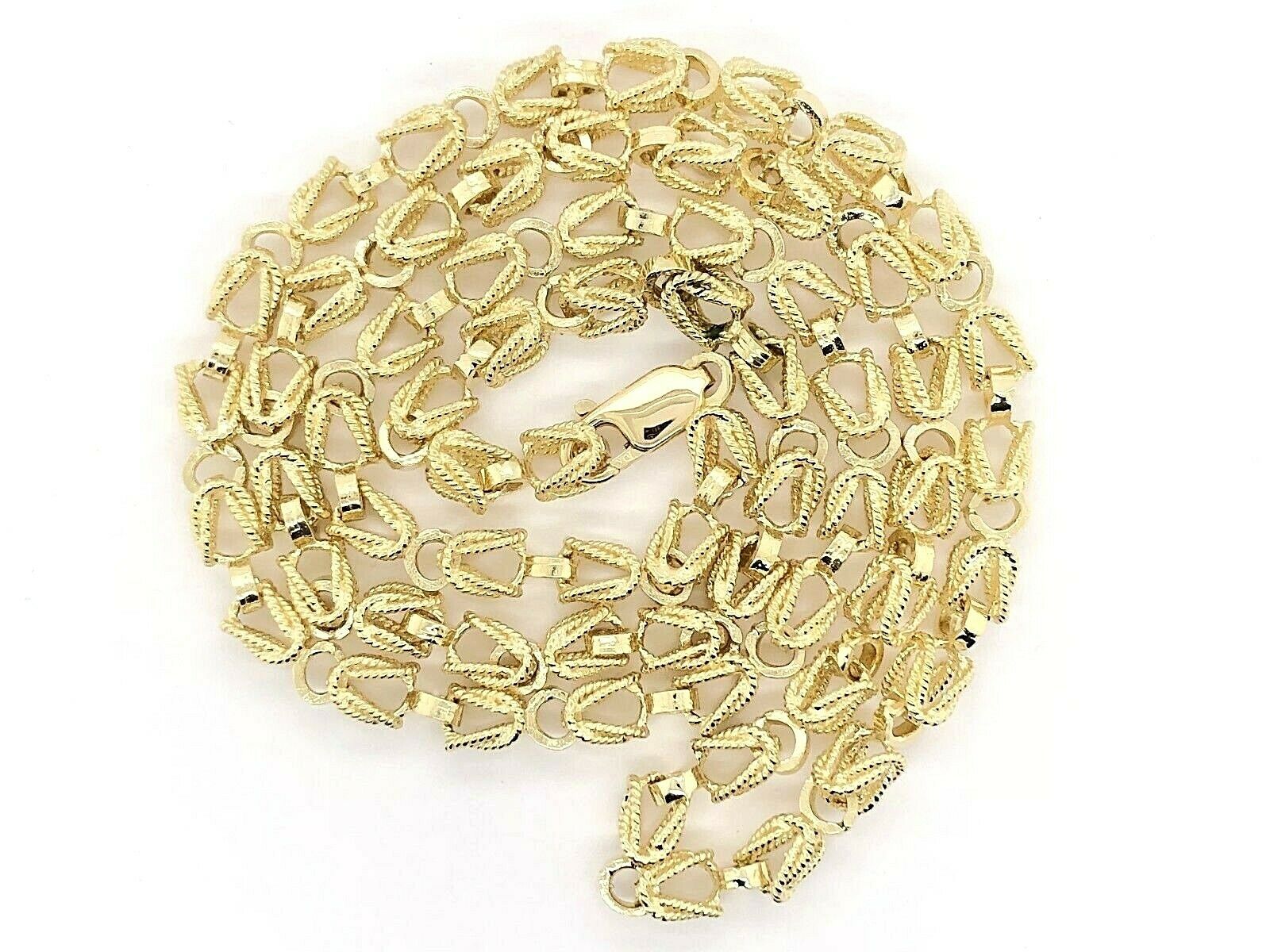 10K Yellow Gold 3D Turkish Rope Fancy Link 3.70mm Chain Statement Necklace  26