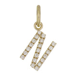 14k Yellow Gold Diamond Initial Letter N Charm Pendant - Letter N,Yellow