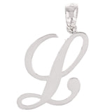 14k White Gold Initial Letter L Alphabet Charm Pendant - Letter L,White