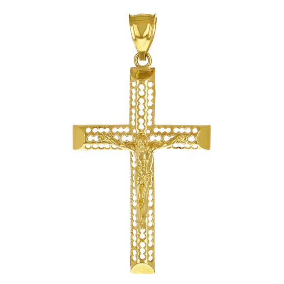 14k Yellow Gold 3D Jesus Christ Crucifix Cross Pendant 2