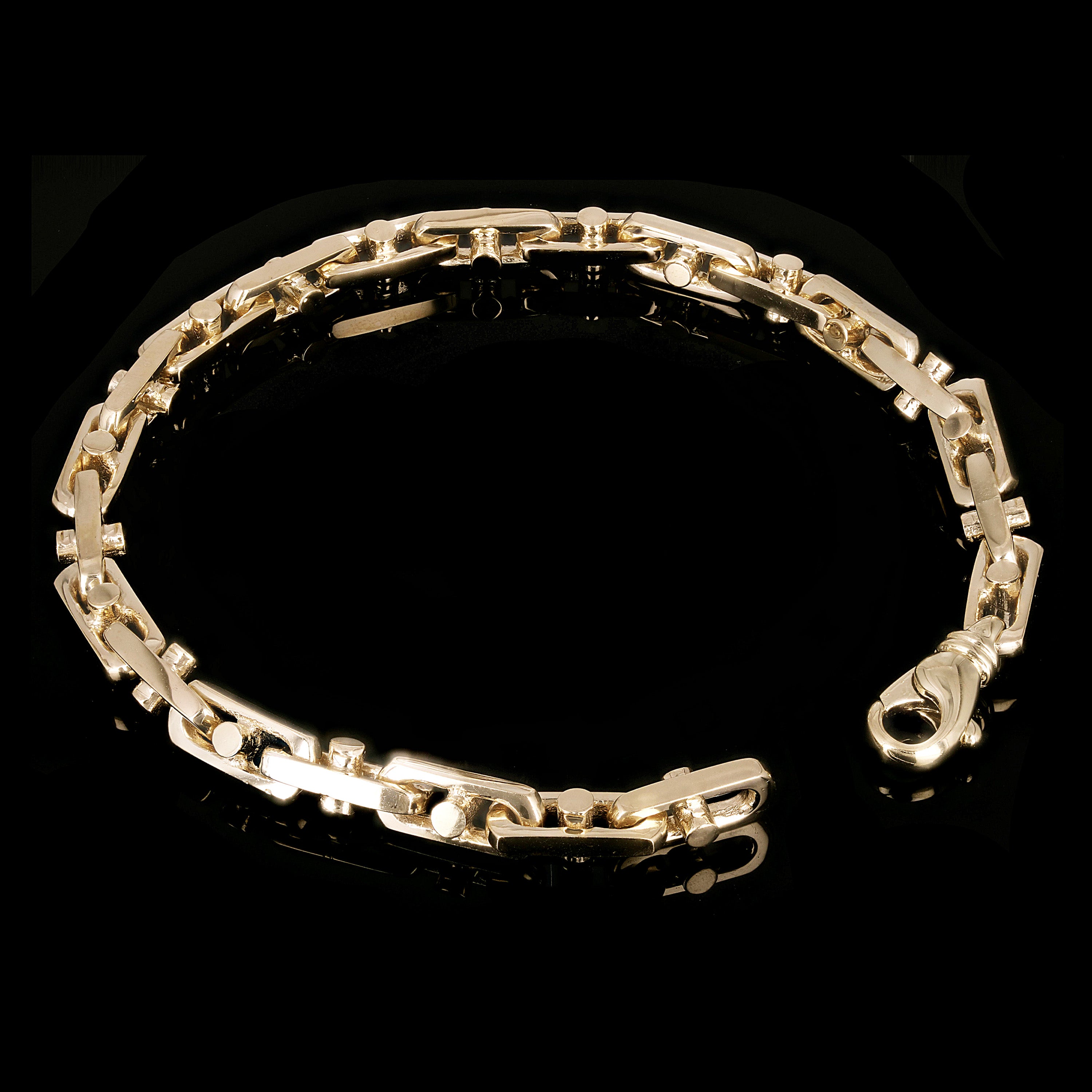 14k Yellow Gold Solid Handmade Fashion Link Bracelet 7" - 9" 6.3mm