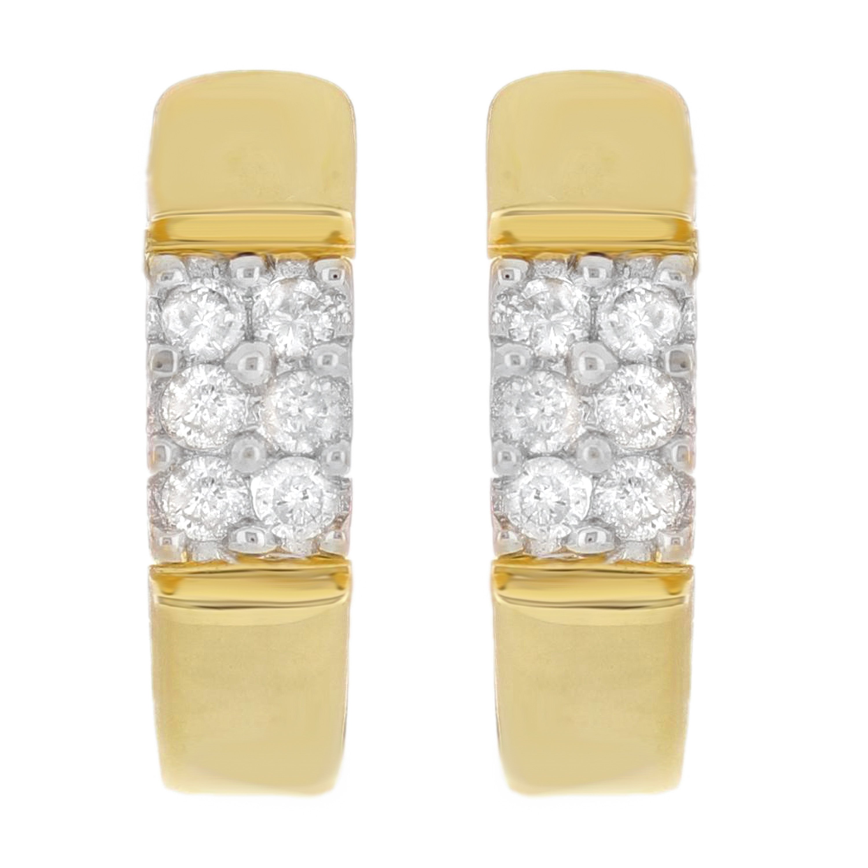 14k Yellow Gold Diamond Accent Heart Huggie Hoop Earrings