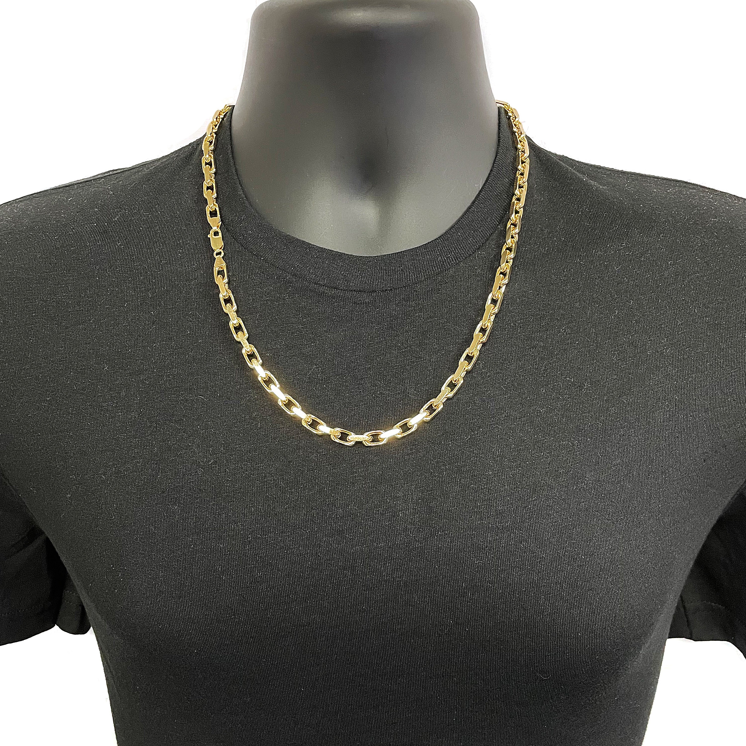 Italian 14k Yellow Gold Solid Heavy Link Chain Necklace 22" 5.5mm 80.6 grams - 5.5mm 22"