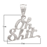 14k White Gold Oh Sh*t Charm Pendant 1 gram - White