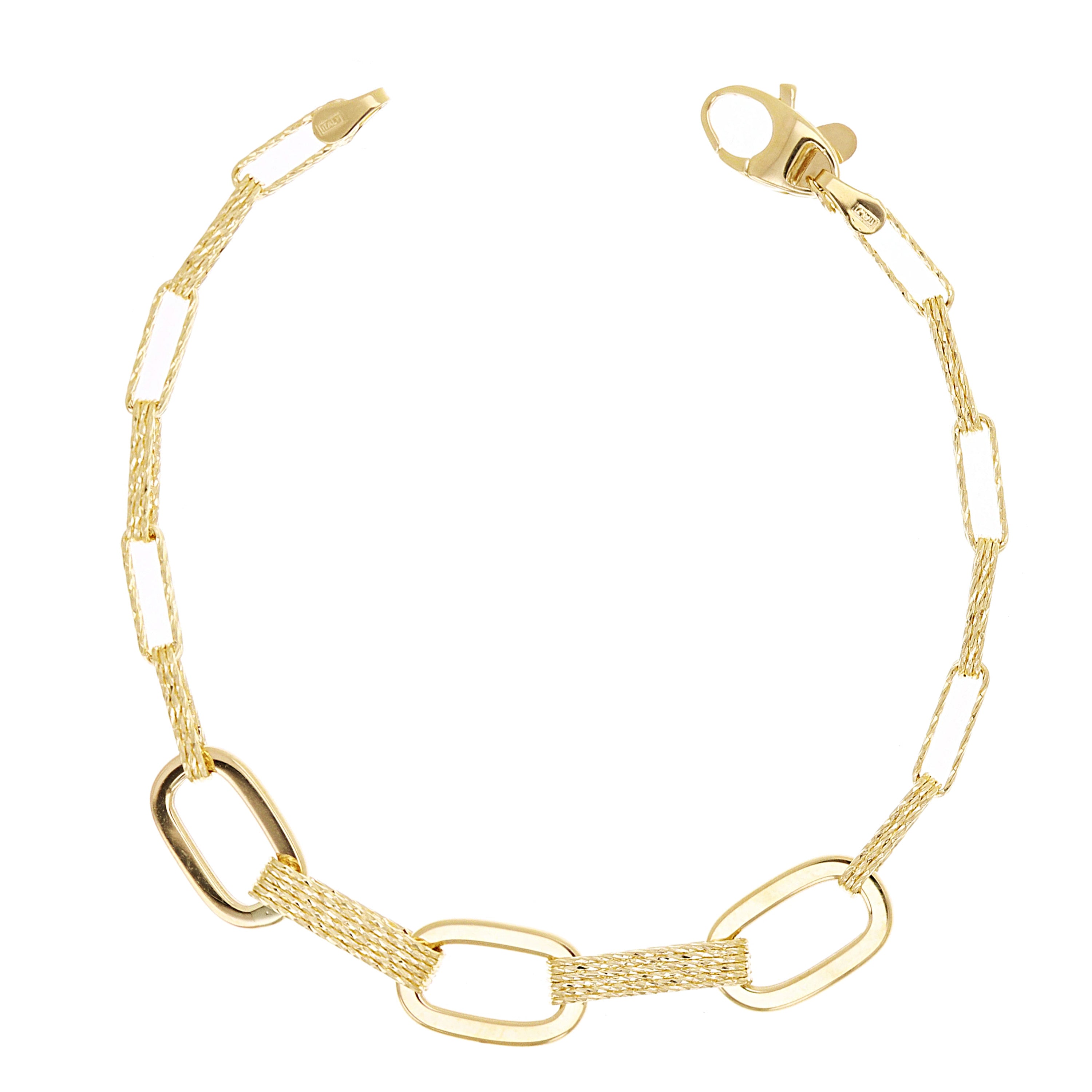Italian 14k Yellow Gold Oval Links Necklace, Bracelet & Earrings Set 22.1 grams