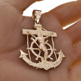 10k Yellow Gold Jesus Christ Crucifix Mariner Anchor Pendant 2.5" 14.5 grams - Yellow