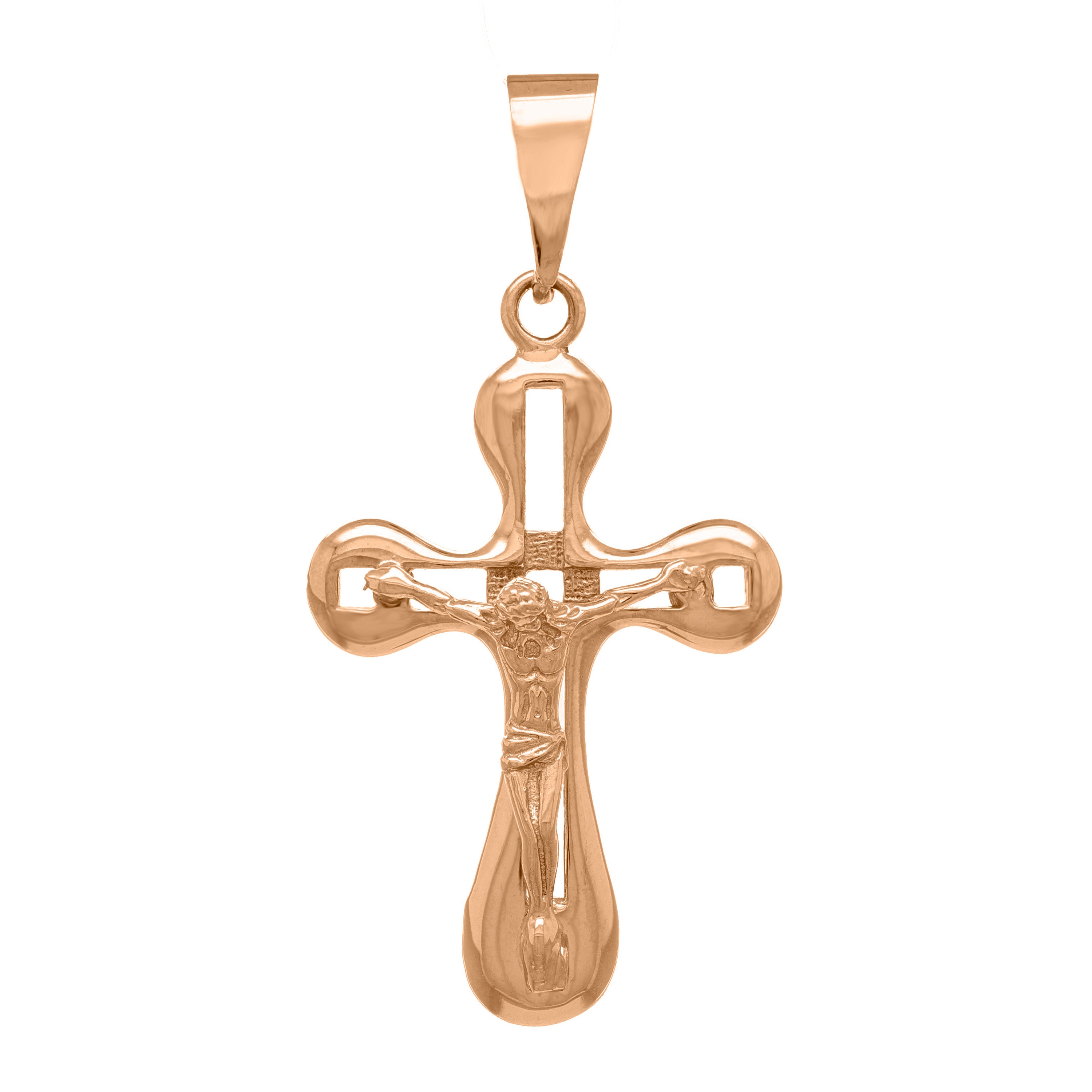 14k Rose Gold Jesus Christ Crucifix Cross Religious Charm Pendant 3.3 grams