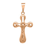 14k Rose Gold Jesus Christ Crucifix Cross Religious Charm Pendant 3.3 grams