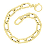 Italian 14k Yellow Gold Plain & Satin Finish Paper Clip Bracelet 8" 8.9mm 6.4g