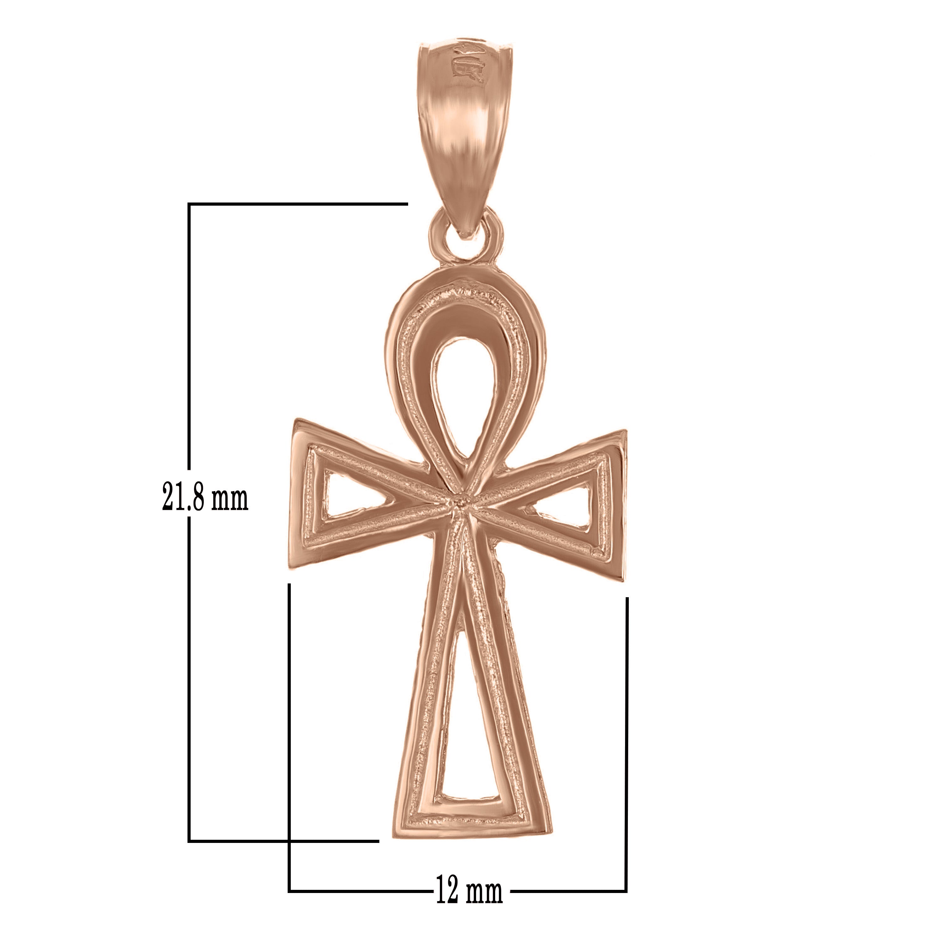 14k Rose Gold Egyptian Ankh Cross Charm Pendant 1" 1.2 grams - Rose