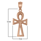 14k Rose Gold Egyptian Ankh Cross Charm Pendant 1" 1.2 grams - Rose