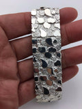 925 Sterling Silver Solid Nugget Bracelet 7.5" 21.5mm 45-48 grams - 7.5" 48 grams