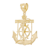 14k Yellow Gold Jesus Christ  Cross Anchor Ship Mariners Pendant 1.8" 6.2 grams