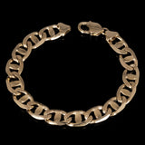Men's 10k Yellow Gold Concave Mariner Gucci Chain Bracelet 7" 11 mm 24.3 grams - 7"