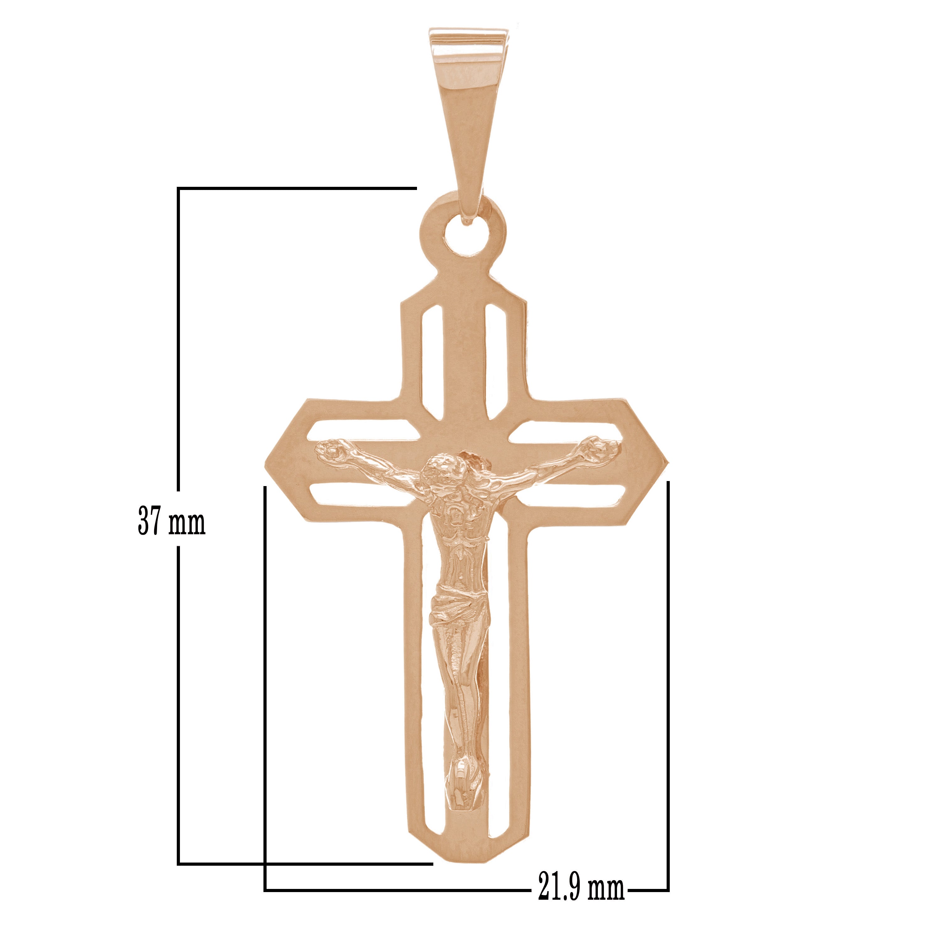 14k Yellow, White or Rose Gold Open Cutwork Artisan-Made Crucifix Pendant